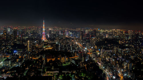 Aerial view of tokyo cityscape at night