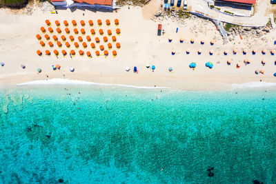 High angle view of people at swimming pool