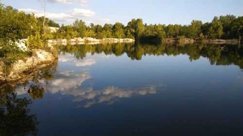 Scenic view of lake against sky