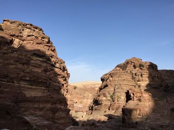 Low angle view of rock formations