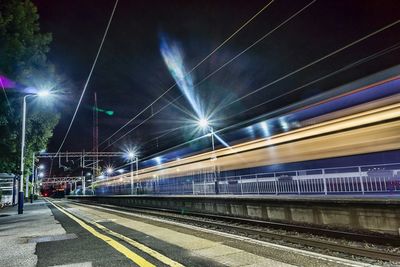 Blurred motion of train at dusk