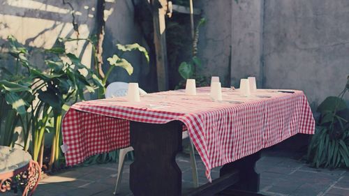 Disposable glasses on table