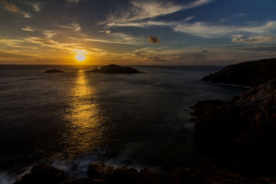 Scenic view of sea against sky during sunset