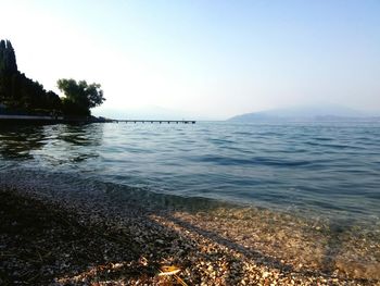 View of calm sea against clear sky