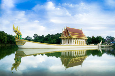 Reflection of building in lake