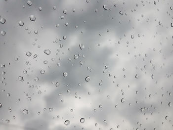 Full frame shot of raindrops on glass window