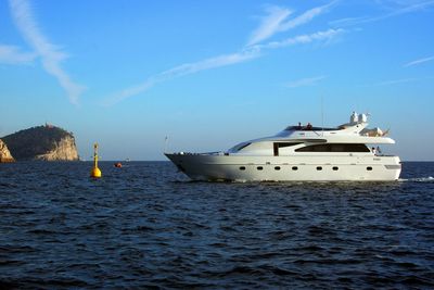 Nautical vessel on sea against sky