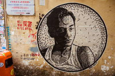 Close-up of text on wall