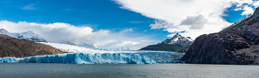 Panoramic view of sea against sky during winter