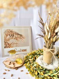 Potted plant in vase on table