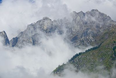 Scenic view of majestic mountains against sky