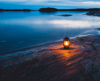 High angle view of lantern  on beach