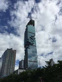 Low angle view of modern buildings against sky