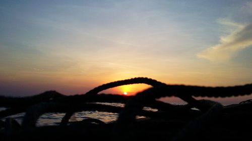Silhouette trees by lake against sky during sunset