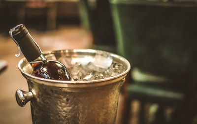 Close-up of coffee cup on table