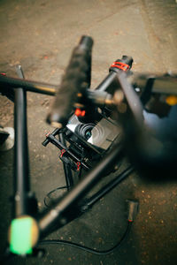 High angle view of person riding bicycle
