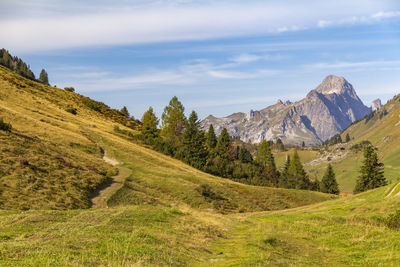 Scenic view of mountains against sky