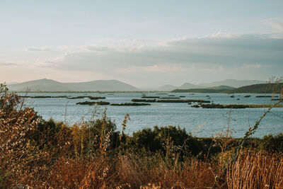 Scenic view of lake against sky