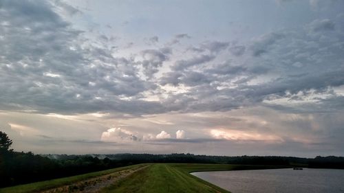 Scenic view of landscape against cloudy sky