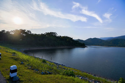 Scenic view of lake against sky