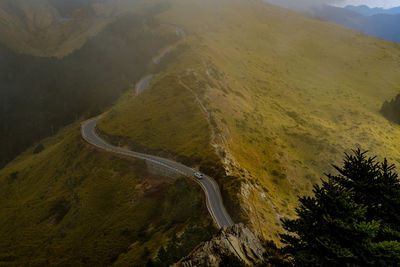 High angle view of mountain road