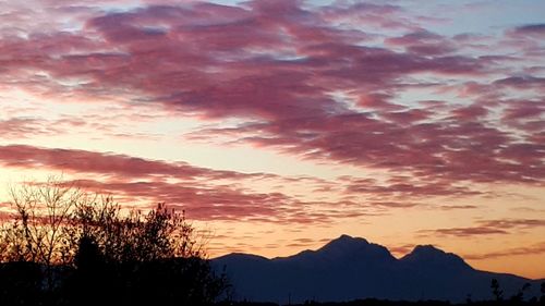 Silhouette of mountains at sunset