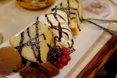 Close-up of cake in plate