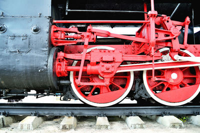 Close-up of train on railroad track