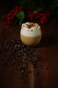 Close-up of coffee cup on table