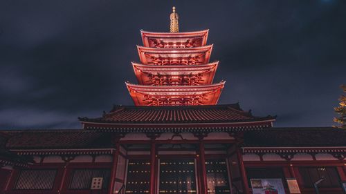 Low angle view of temple building against sky