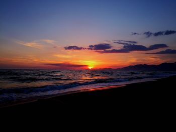 Scenic view of beach during sunset