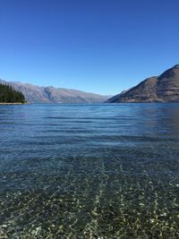 Scenic view of lake against clear sky