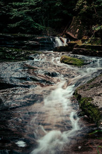 Stream flowing through rocks in forest