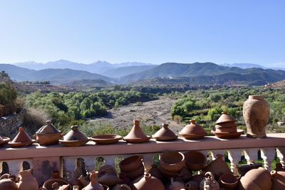 Scenic view of mountains against clear sky