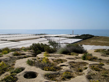 Scenic view of sea against clear sky