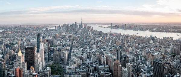 Panoramic view of modern buildings against sky