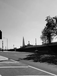 View of city street against clear sky