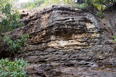 Low angle view of rock formation on land