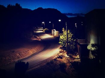 View of illuminated landscape at night