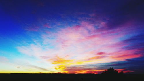 Scenic view of silhouette landscape against sky during sunset