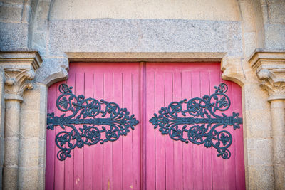 Close-up of closed door of building