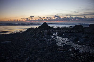 Scenic view of sea against sky during sunset