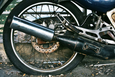 High angle view of abandoned bicycle