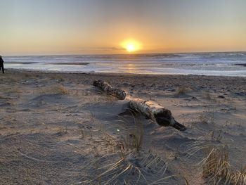 Scenic view of sea at sunset