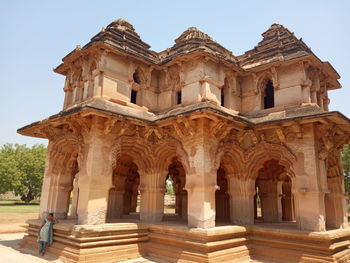 Low angle view of historical building against clear sky