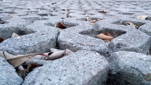 High angle view of stones on beach