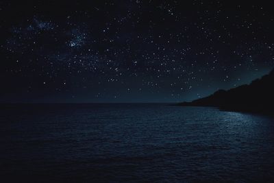 Scenic view of sea against sky at night