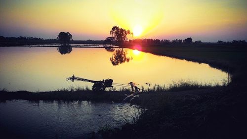 Sunset over lake