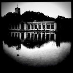 Reflection of building in water