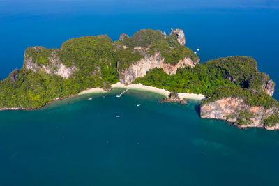 Scenic view of sea and mountains krabi, thailand and